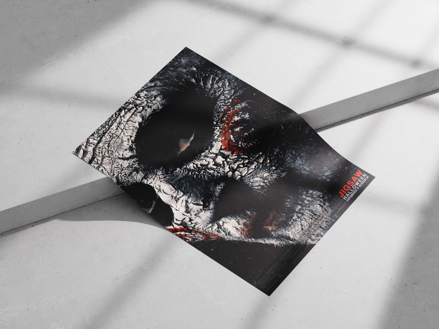The Jigsaw franchise's masked killer Main Subject: The Jigsaw franchise's masked killer Matte poster print — Superhero wall