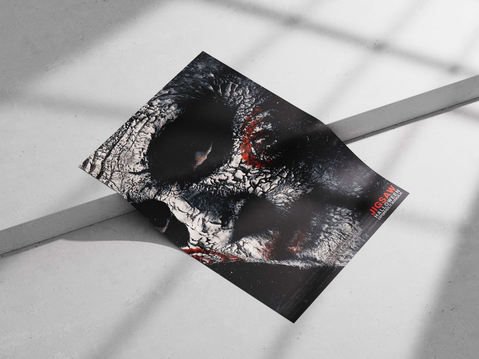 The Jigsaw franchise's masked killer Main Subject: The Jigsaw franchise's masked killer Matte poster print — Superhero wall