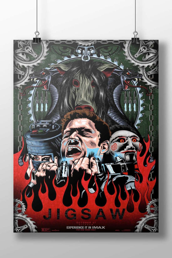 Jigsaw franchise (Saw series) Main Subject: Jigsaw franchise (Saw series) Matte BoizzBoard rigid print — Superhero wall art