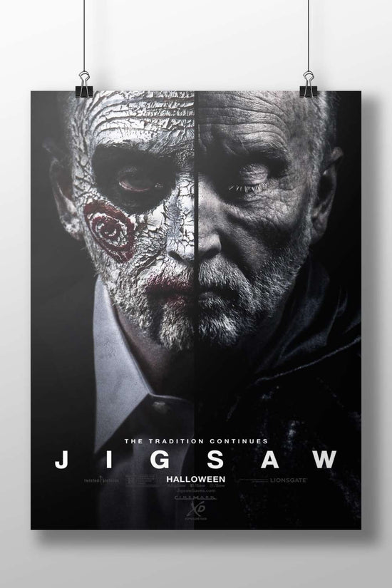The Jigsaw franchise character from the horror series. Main Subject: The Jigsaw franchise character from the horror series.