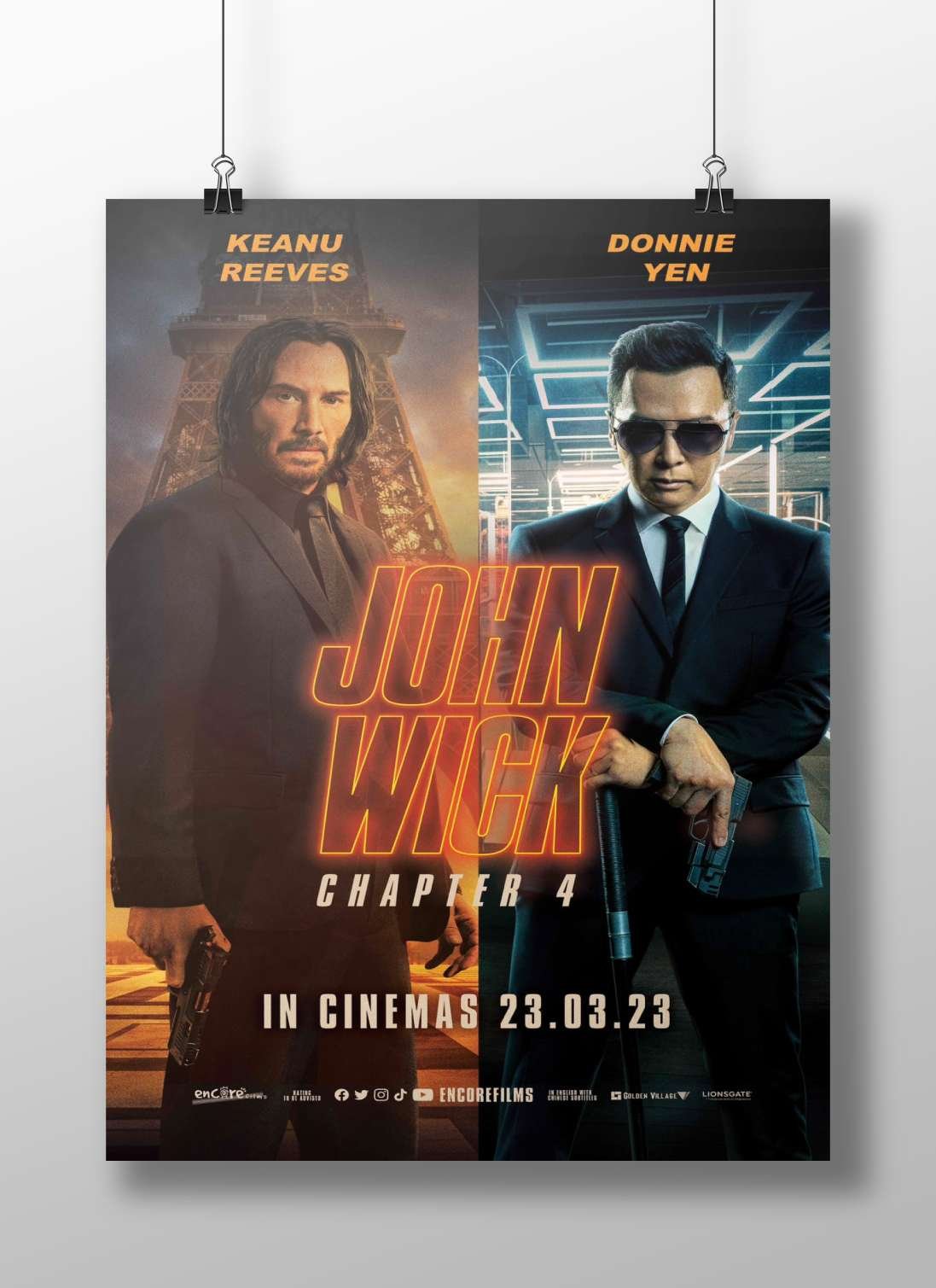 John Wick Chapter 4 film franchise starring Keanu Reeves and Donnie Yen Main Subject: John Wick Chapter 4 film franchise