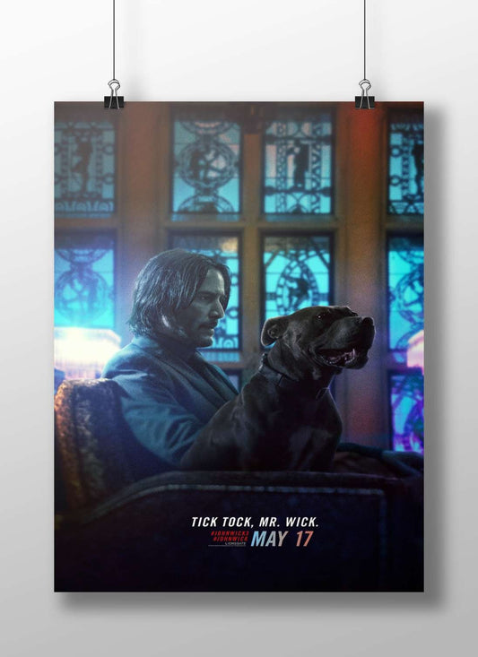 John Wick (character) and his dog from the John Wick franchise. Main Subject: John Wick (character) and his dog from the