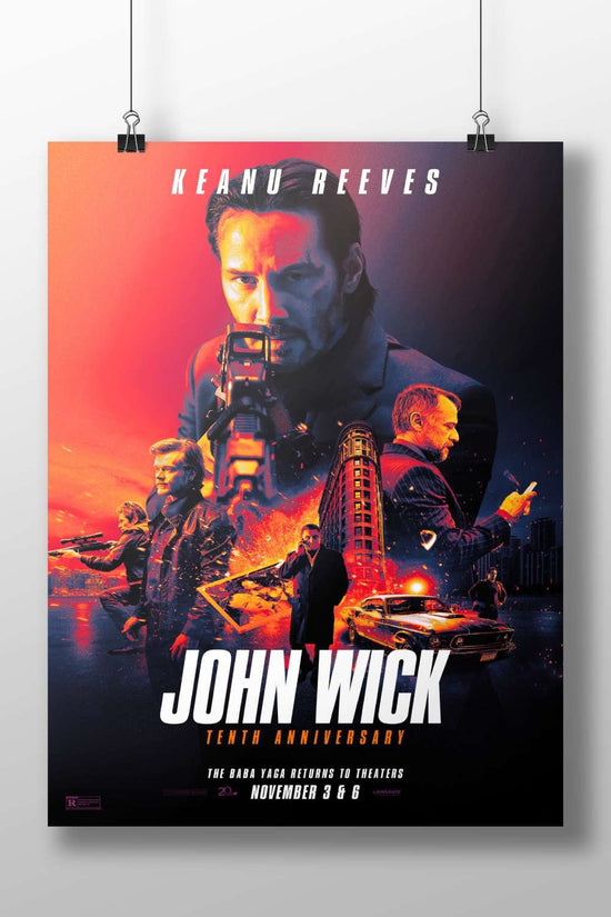 John Wick (franchise), Keanu Reeves (actor), Baba Yaga (deity), and Ford Mustang (car model) Main Subject: John Wick