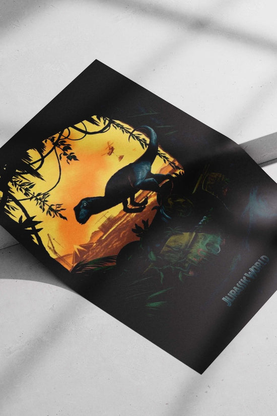 Velociraptor from Jurassic World Main Subject: Velociraptor from Jurassic World Matte poster print — Superhero wall art
