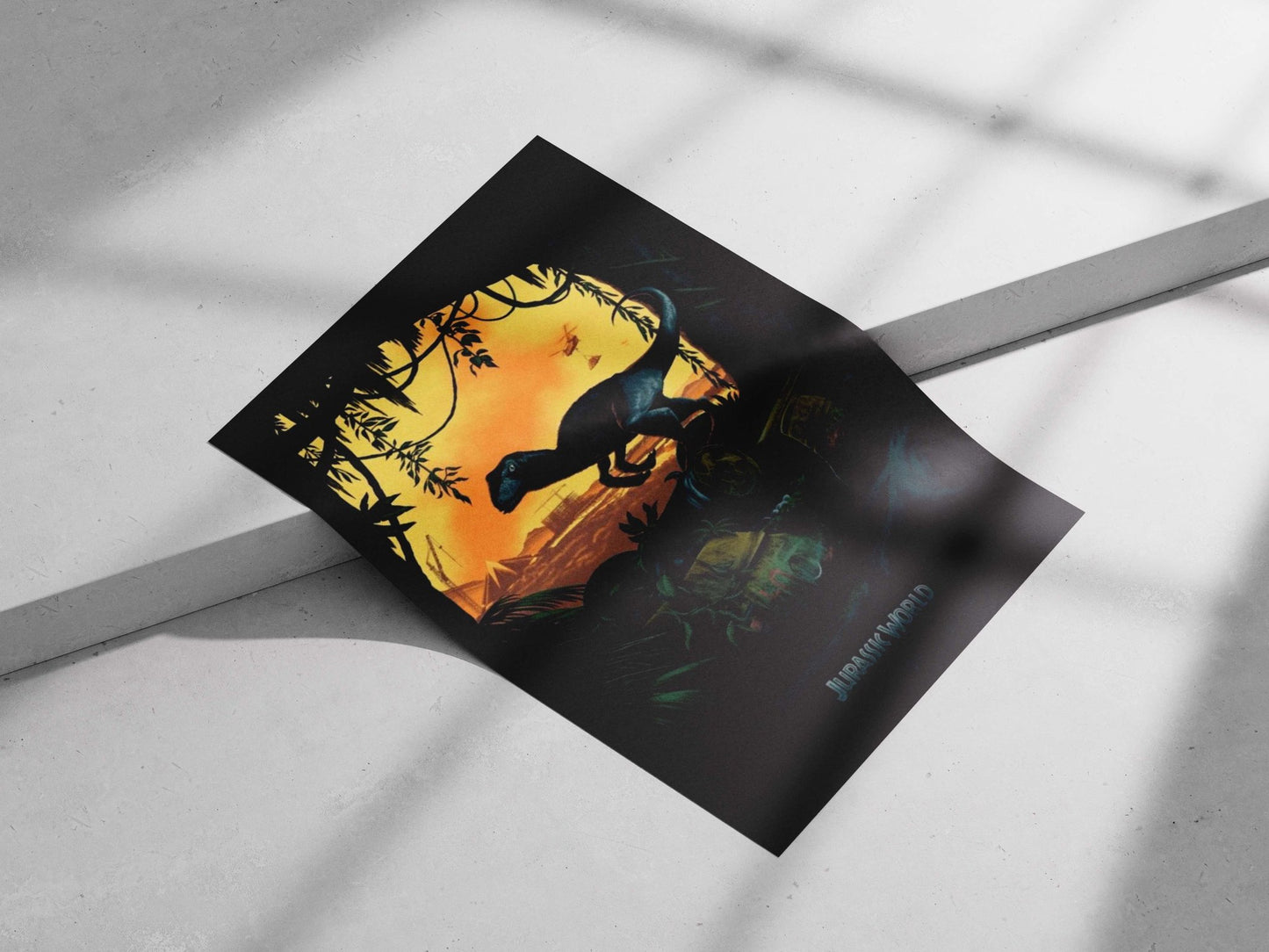 Velociraptor from Jurassic World Main Subject: Velociraptor from Jurassic World Matte poster print — Superhero wall art