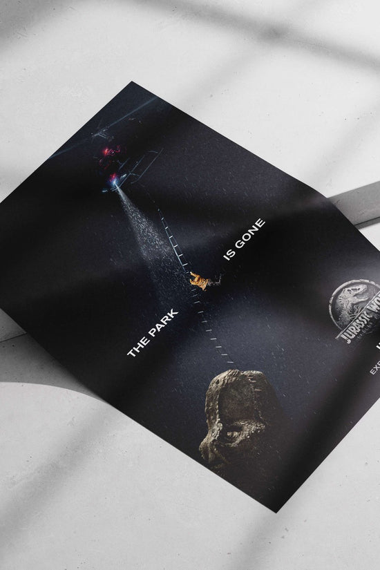 Jurassic World franchise (specifically the film "Jurassic World: Fallen Kingdom" as indicated by the logo and text). Main