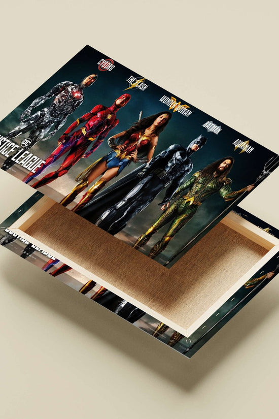 Cyborg, The Flash, Wonder Woman, Batman, and Aquaman (DC Justice League superheroes). Main Subject: Cyborg, The Flash,
