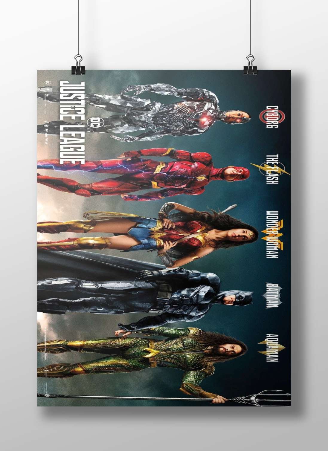 Cyborg, The Flash, Wonder Woman, Batman, and Aquaman (DC Justice League superheroes). Main Subject: Cyborg, The Flash,