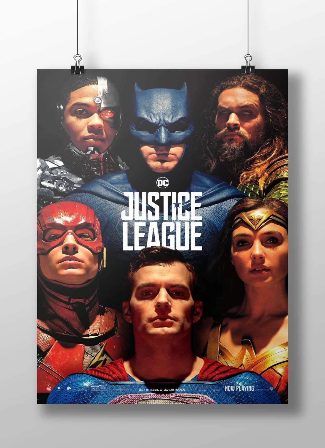 Cyborg (Victor Stone), Batman (Bruce Wayne), Aquaman (Arthur Curry), The Flash (Barry Allen), Superman (Clark Kent), and