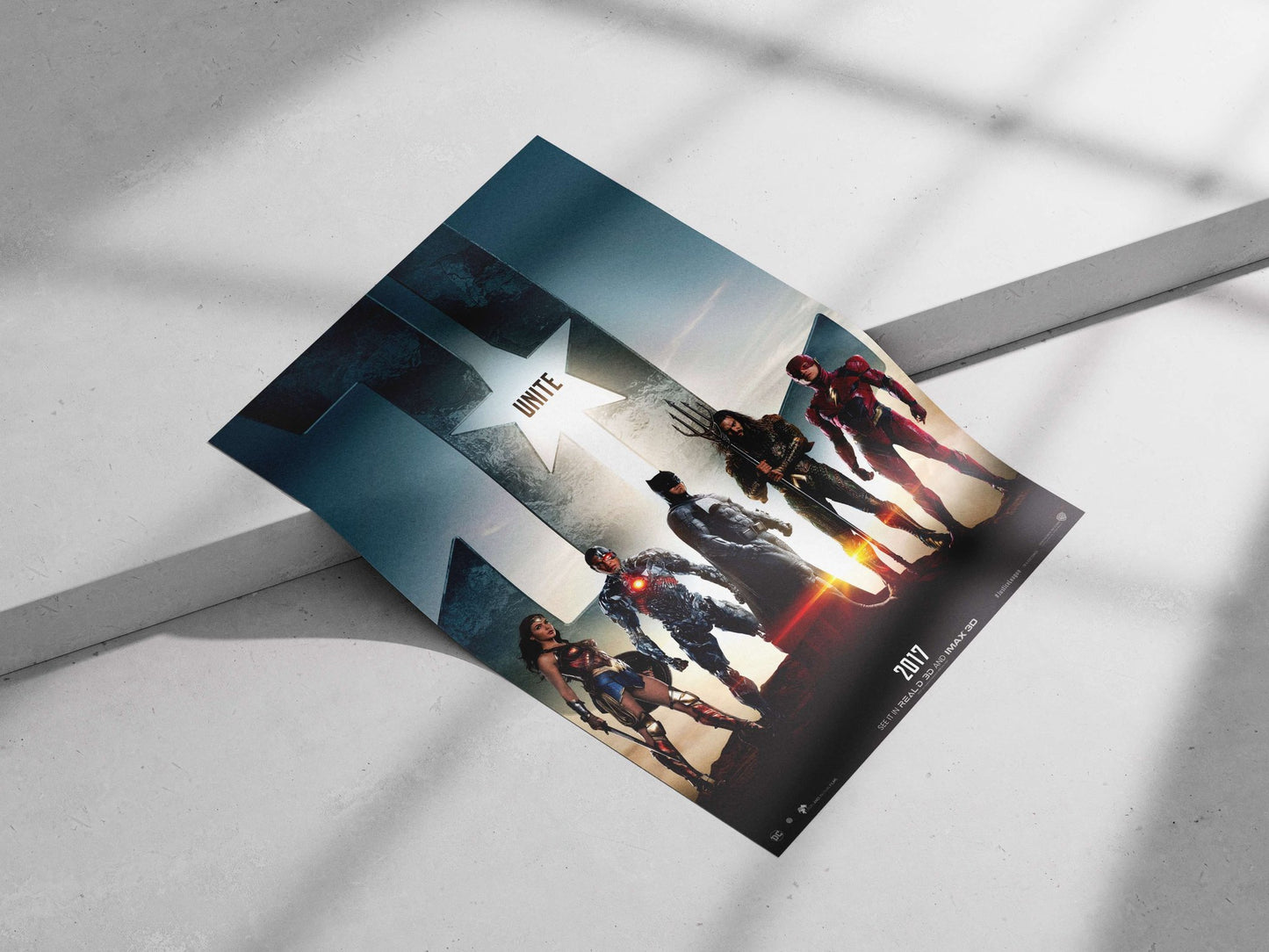Wonder Woman, Cyborg, Batman, Aquaman, and The Flash from DC Comics' Justice League franchise. Main Subject: Wonder Woman,