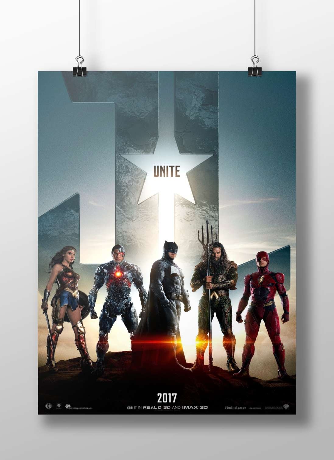 Wonder Woman, Cyborg, Batman, Aquaman, and The Flash from DC Comics' Justice League franchise. Main Subject: Wonder Woman,