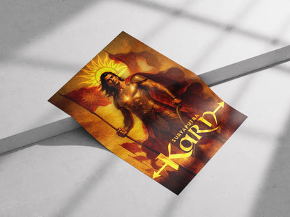 Suryaputra Karn Poster – Epic Indian Mythology Warrior Wall Art | Mahabharat Karn Digital Painting