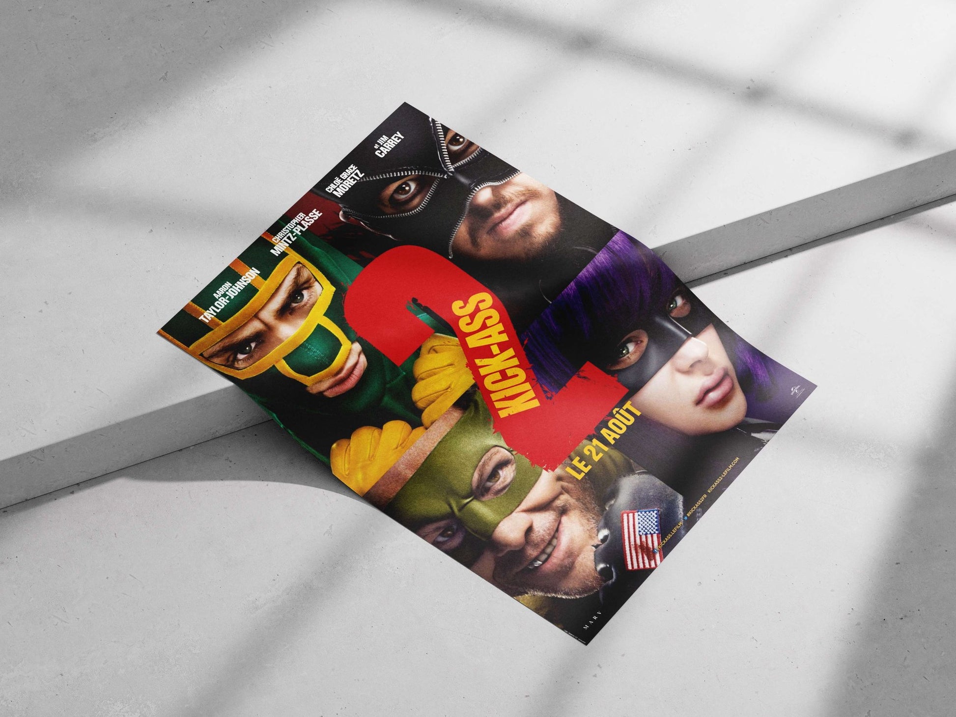 The film "Kick-Ass 2" with characters from the franchise (Aaron Taylor-Johnson, Christopher Mintz-Plasse, Chloe Grace