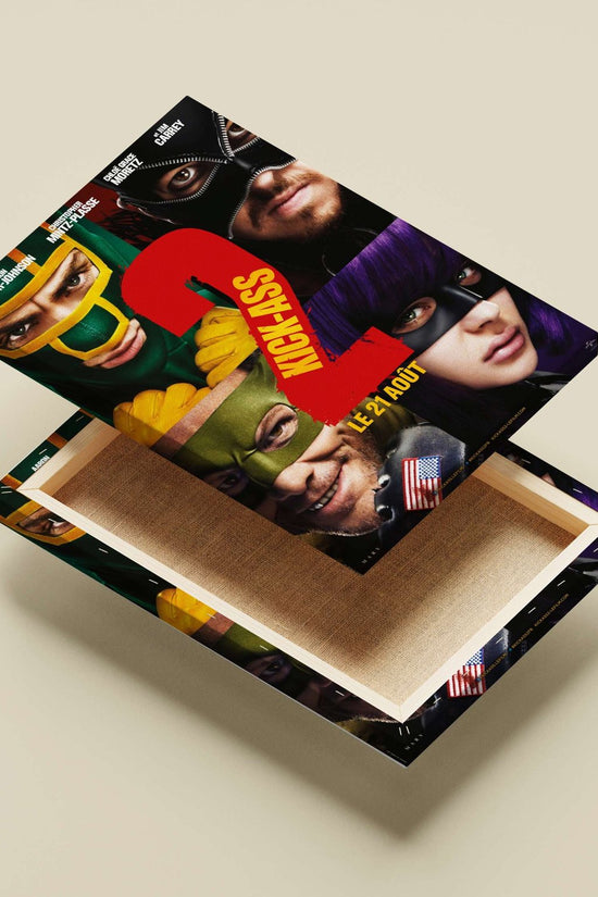 The film "Kick-Ass 2" with characters from the franchise (Aaron Taylor-Johnson, Christopher Mintz-Plasse, Chloe Grace