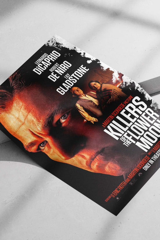 The film "Killers of the Flower Moon" starring Leonardo DiCaprio, Robert De Niro, and Lily Gladstone. Main Subject: The film