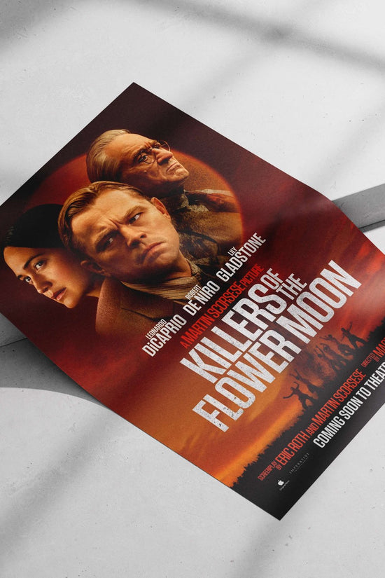 The movie "Killers of the Flower Moon" starring Leonardo DiCaprio, Robert De Niro, and Lily Gladstone directed by Martin