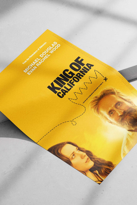 The movie poster for "King of California" featuring Michael Douglas and Evan Rachel Wood. Main Subject: The movie poster for