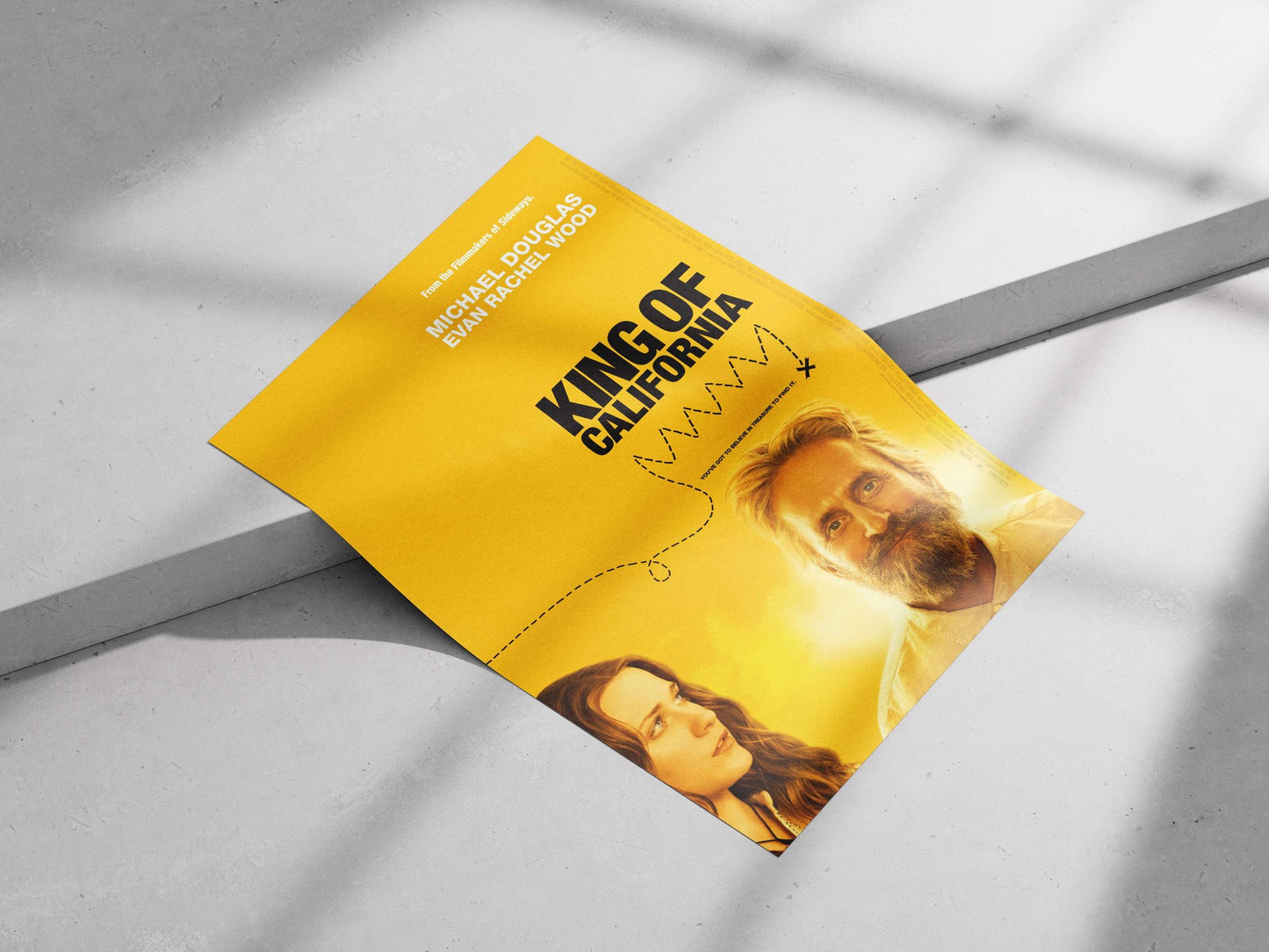 The movie poster for "King of California" featuring Michael Douglas and Evan Rachel Wood. Main Subject: The movie poster for