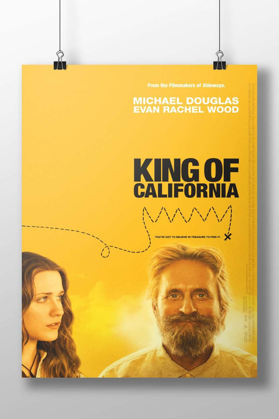 The movie poster for "King of California" featuring Michael Douglas and Evan Rachel Wood. Main Subject: The movie poster for