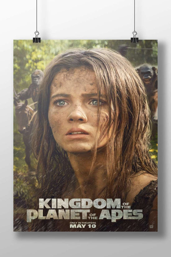 The "Kingdom of the Planet of the Apes" movie poster from the "Planet of the Apes" franchise. Main Subject: The "Kingdom of