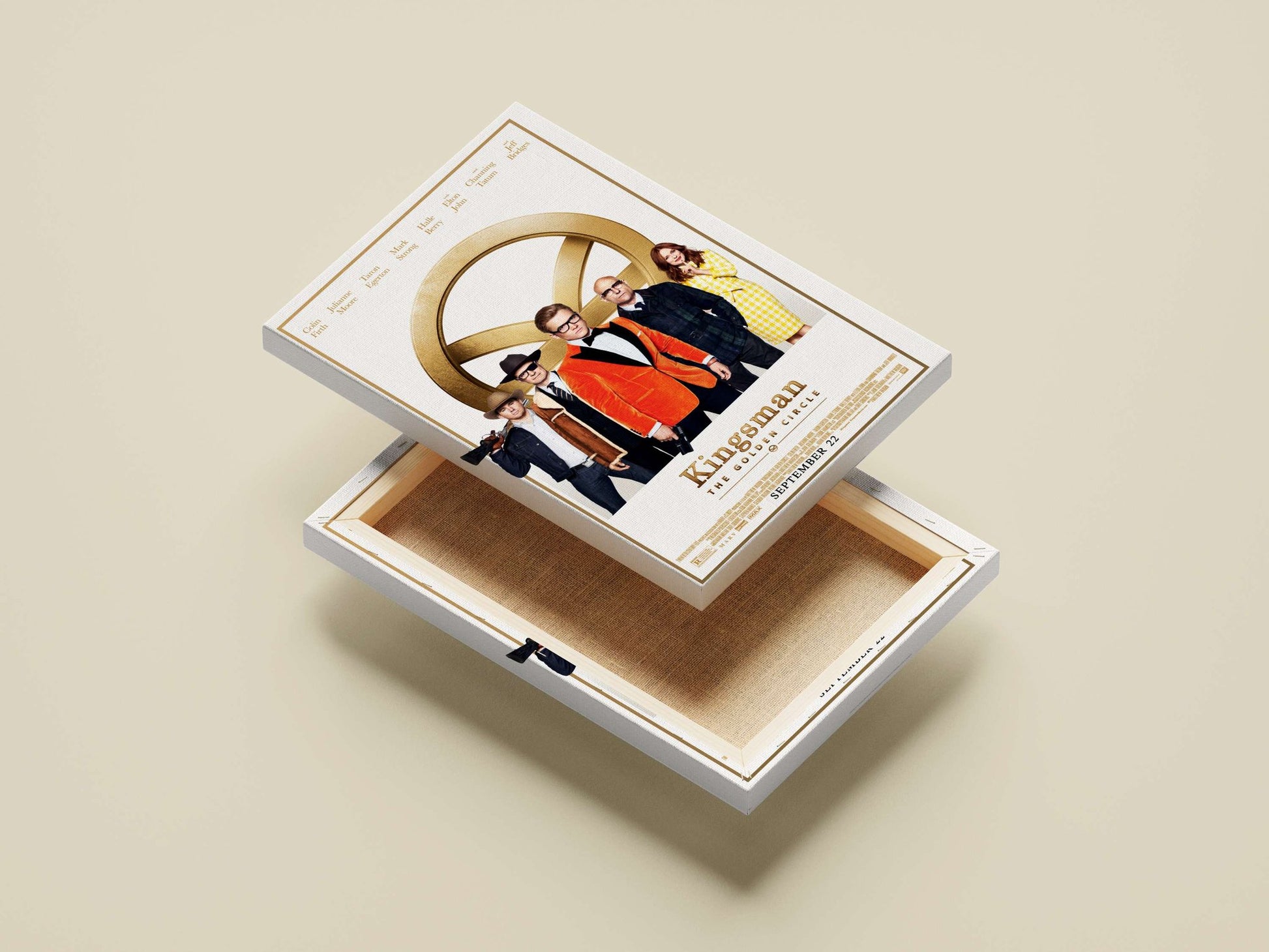 Kingsman: The Golden Circle franchise featuring actors Colin Firth, Julianne Moore, Taron Egerton, Mark Strong, Halle Berry,