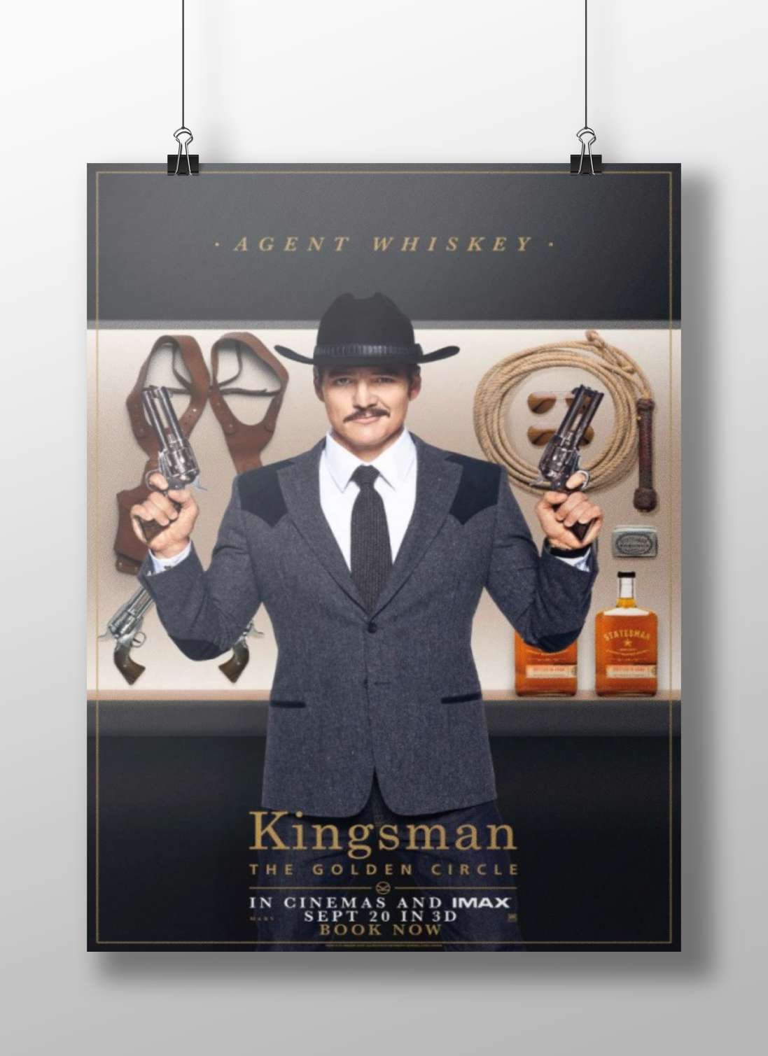 Agent Whiskey from Kingsman: The Golden Circle Main Subject: Agent Whiskey from Kingsman: The Golden Circle Matte BoizzBoard