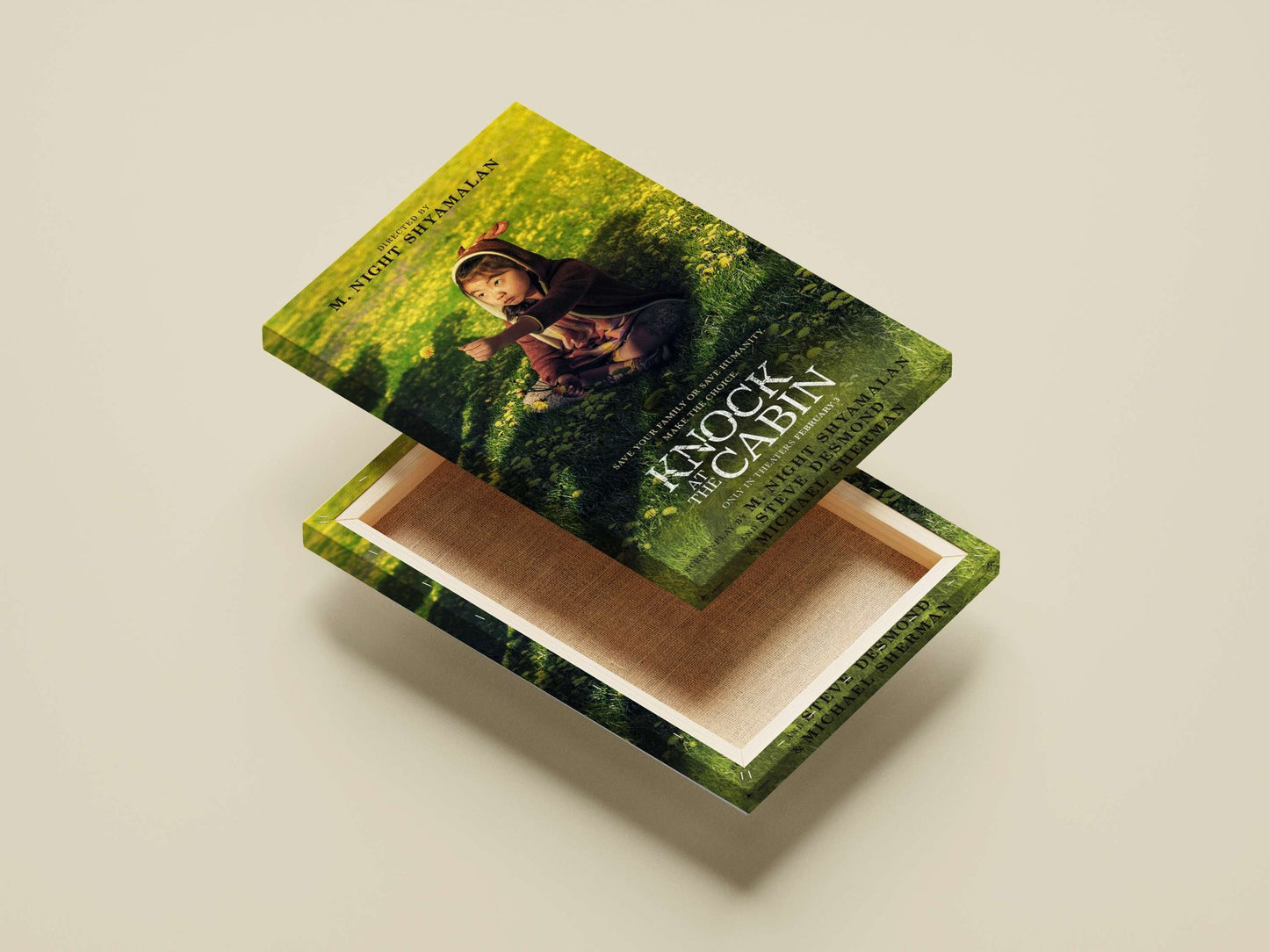 Knock at the Cabin (the film title) Main Subject: Knock at the Cabin (the film title) Canvas wall art — Bollywood wall art