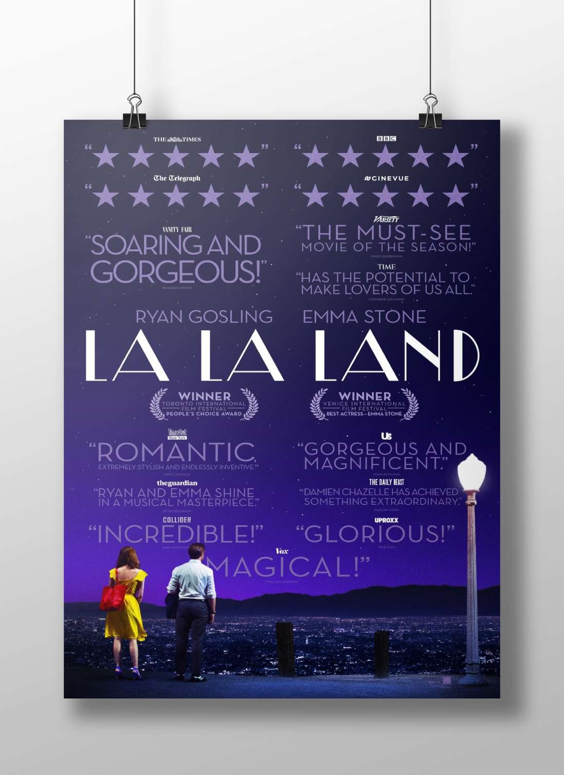 La La Land Main Subject: La La Land Matte BoizzBoard rigid print — Bollywood wall art India | PosterBoizz