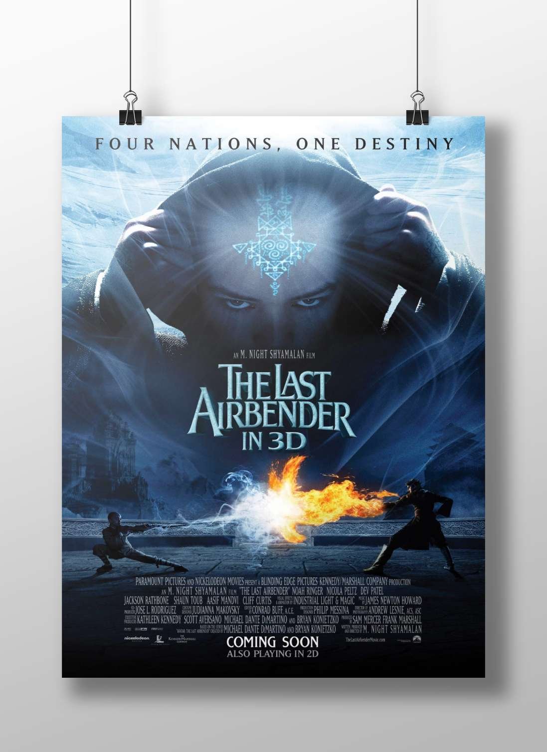 The Last Airbender (Avatar franchise) film poster, an M. Night Shyamalan production featuring Noah Ringer, Nicola Peltz, Dev