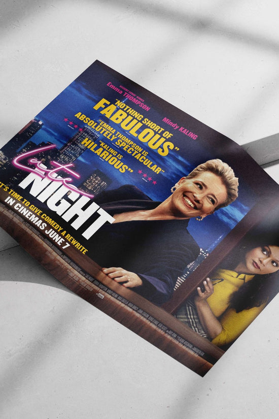 The movie "Late Night" starring Emma Thompson and Mindy Kaling. Main Subject: The movie "Late Night" starring Emma Thompson