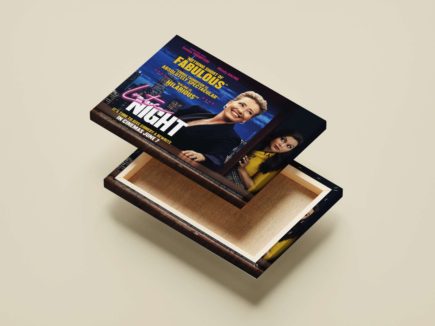The movie "Late Night" starring Emma Thompson and Mindy Kaling. Main Subject: The movie "Late Night" starring Emma Thompson