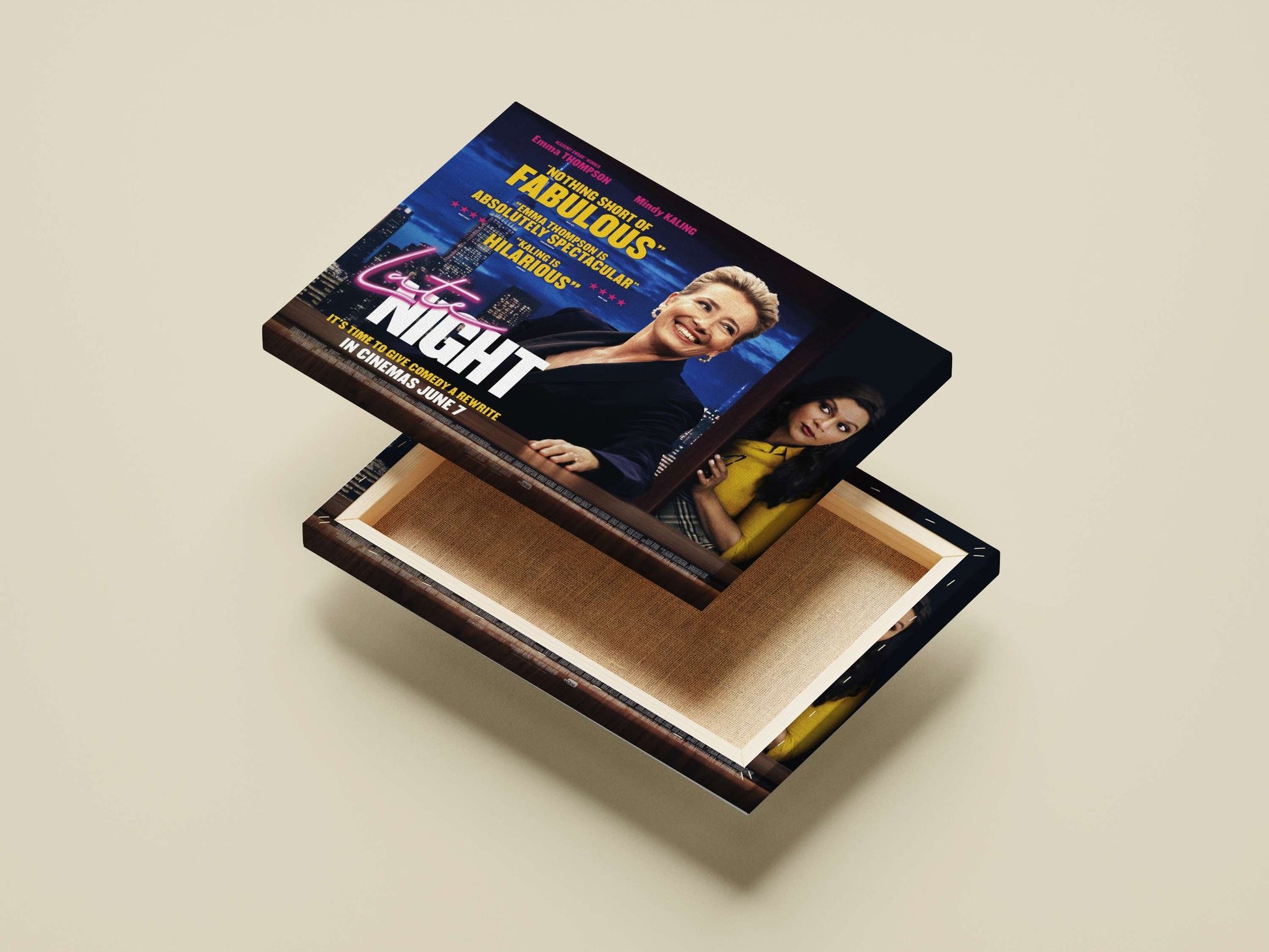 The movie "Late Night" starring Emma Thompson and Mindy Kaling. Main Subject: The movie "Late Night" starring Emma Thompson