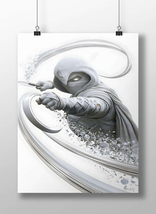 Moon Knight (Marvel) Main Subject: Moon Knight (Marvel) Matte BoizzBoard rigid print — Superhero wall art India | PosterBoizz