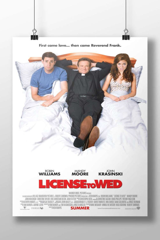 The movie "License to Wed" (2007) starring Robin Williams, Mandy Moore, and John Krasinski. Main Subject: The movie "License
