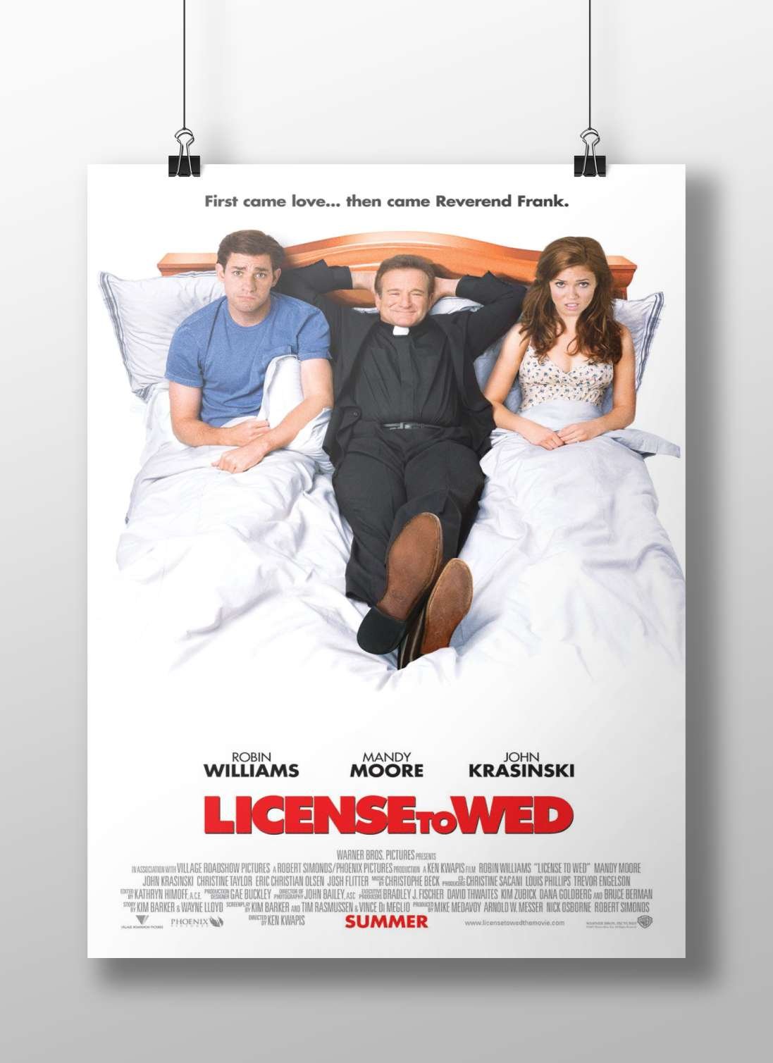 The movie "License to Wed" (2007) starring Robin Williams, Mandy Moore, and John Krasinski. Main Subject: The movie "License