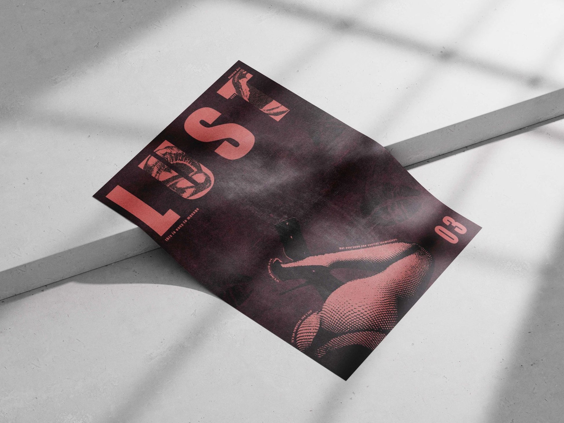 LUST (as the central typographic element with integrated imagery) Main Subject: LUST (as the central typographic element