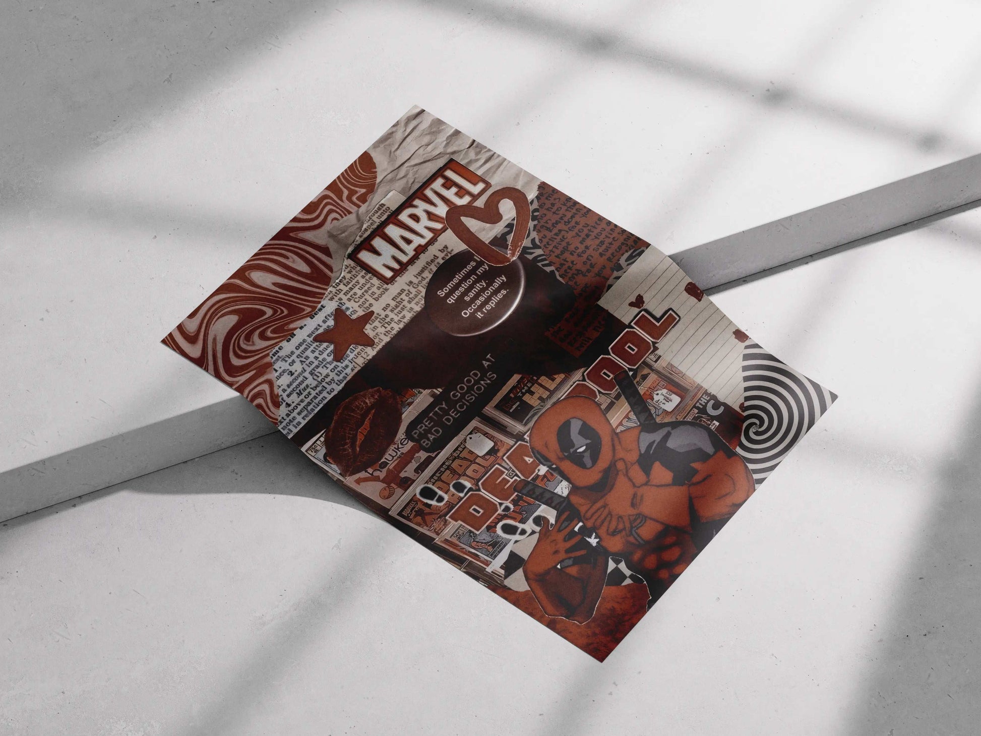 Deadpool Anti-Hero Grunge Collage Art Print - Marvel Comics Merc with a Mouth Fan Poster