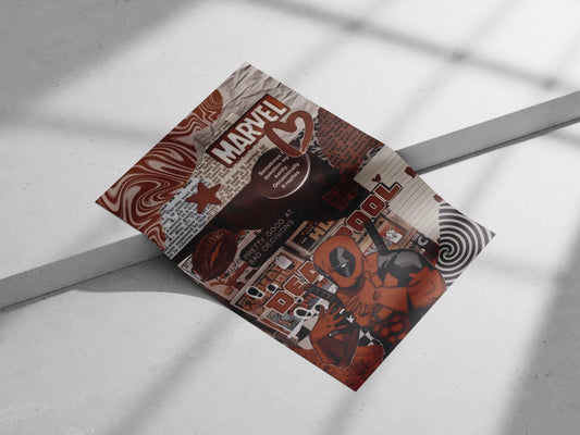 "Deadpool Marvel Collage Poster – Aesthetic Grunge Wall Art for Superhero Fans and Comic Lovers"