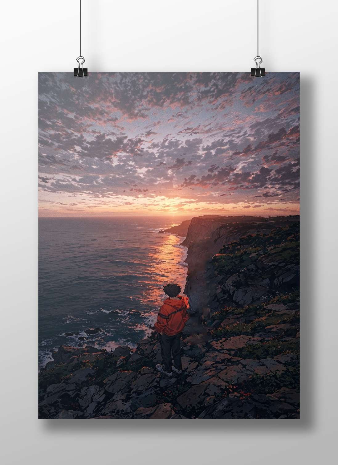 a character in a red hoodie Main Subject: a character in a red hoodie Matte BoizzBoard rigid print — Anime wall art India |