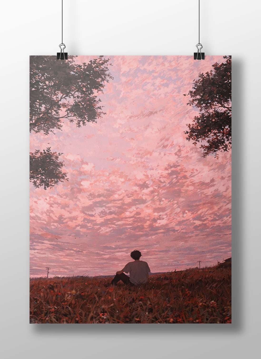 Unnamed Anime Silhouette Original Anime Art Modern Digital Matte BoizzBoard rigid print — Anime wall art India | PosterBoizz