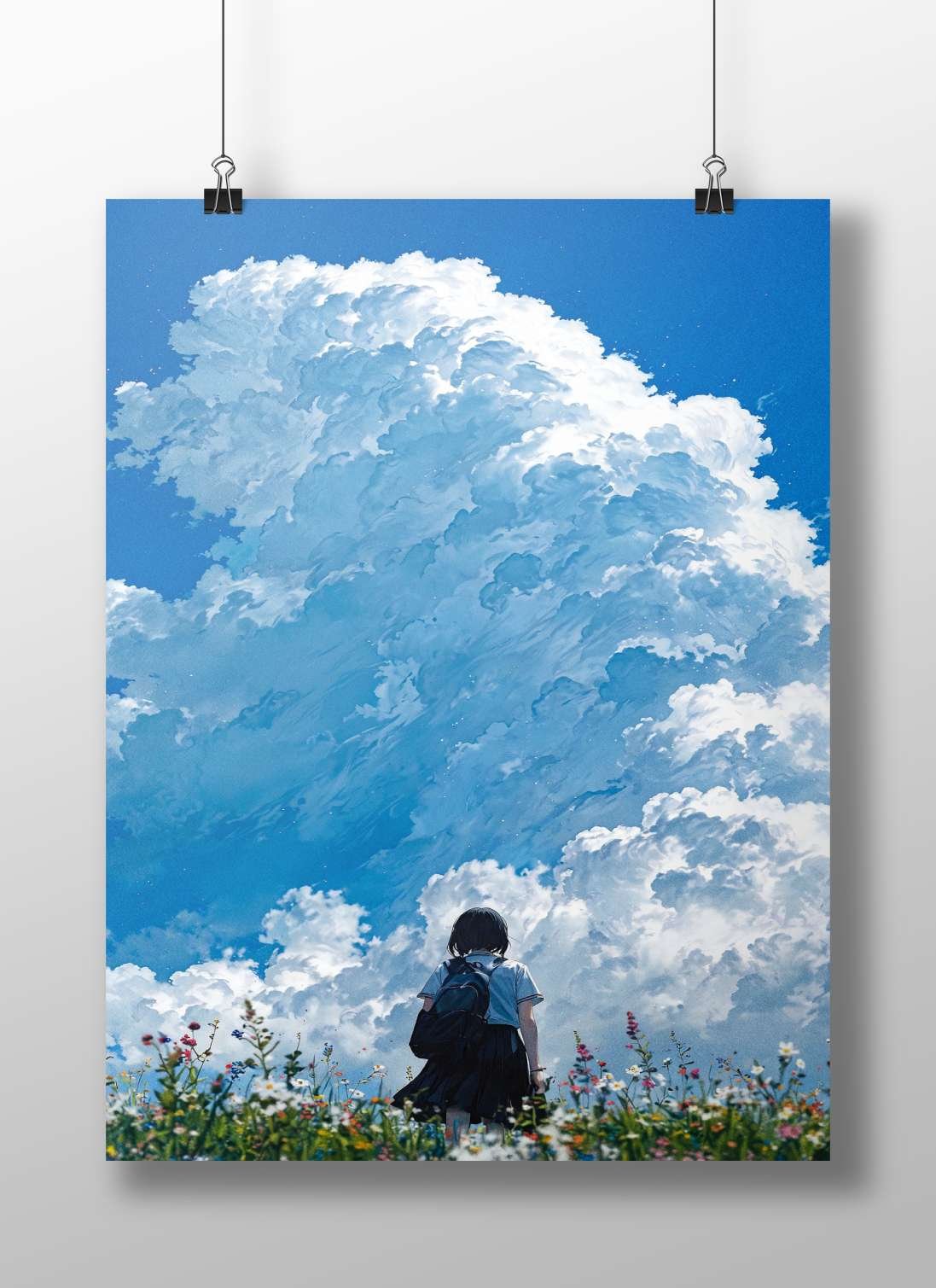 Anime schoolgirl Main Subject: Anime schoolgirl Matte BoizzBoard rigid print — Anime wall art India | PosterBoizz