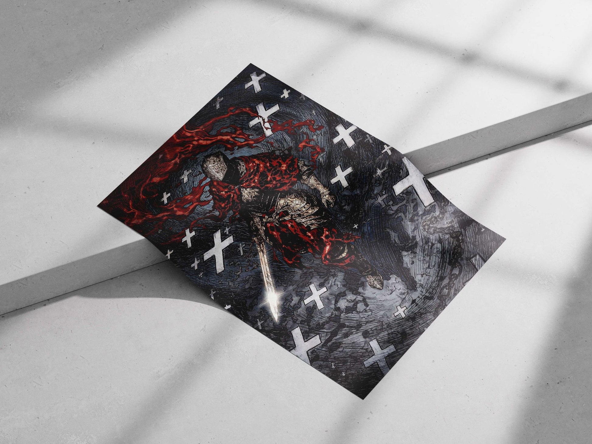 Bloodborne Knight Main Subject: Bloodborne Knight Matte poster print — Gaming wall art India | PosterBoizz