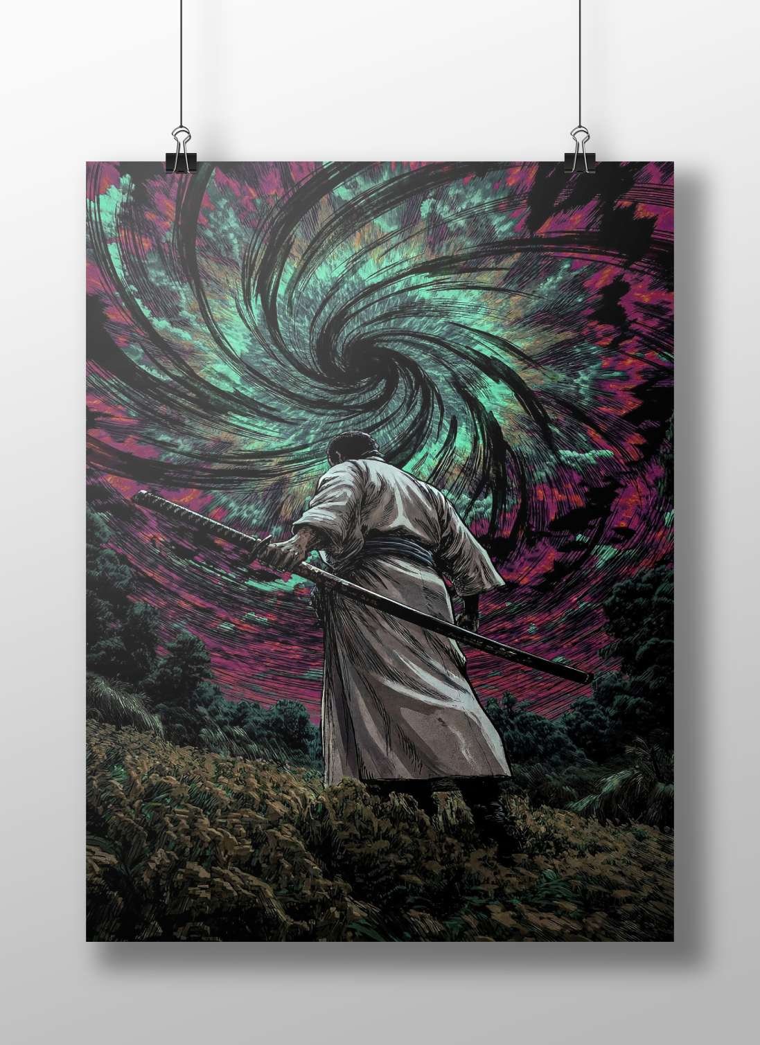 Samurai Main Subject: Samurai Matte BoizzBoard rigid print — Anime wall art India | PosterBoizz