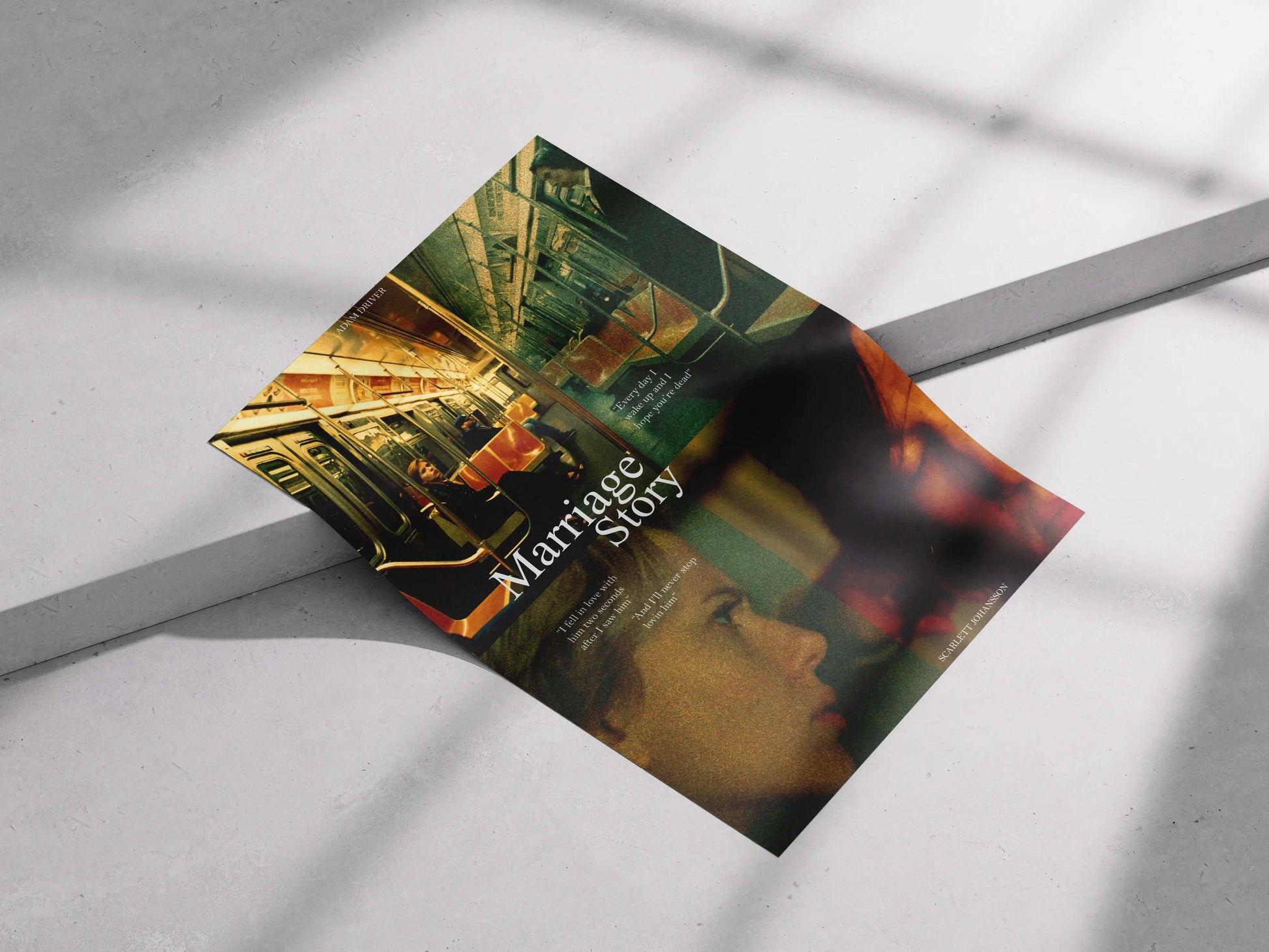 Marriage Story Movie Poster – Scarlett Johansson & Adam Driver Subway Scene Wall Art Print