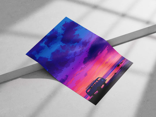 Volkswagen Type 2 van Main Subject: Volkswagen Type 2 van Matte poster print — Cars wall art India | PosterBoizz