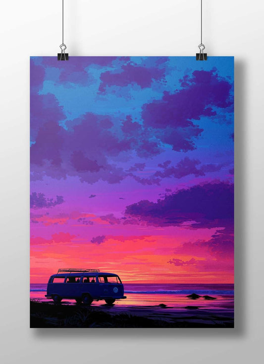Volkswagen Type 2 van Main Subject: Volkswagen Type 2 van Matte BoizzBoard rigid print — Cars wall art India | PosterBoizz