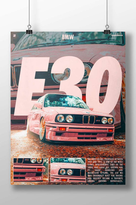 BMW E30 M3 Main Subject: BMW E30 M3 Matte BoizzBoard rigid print — Cars wall art India | PosterBoizz