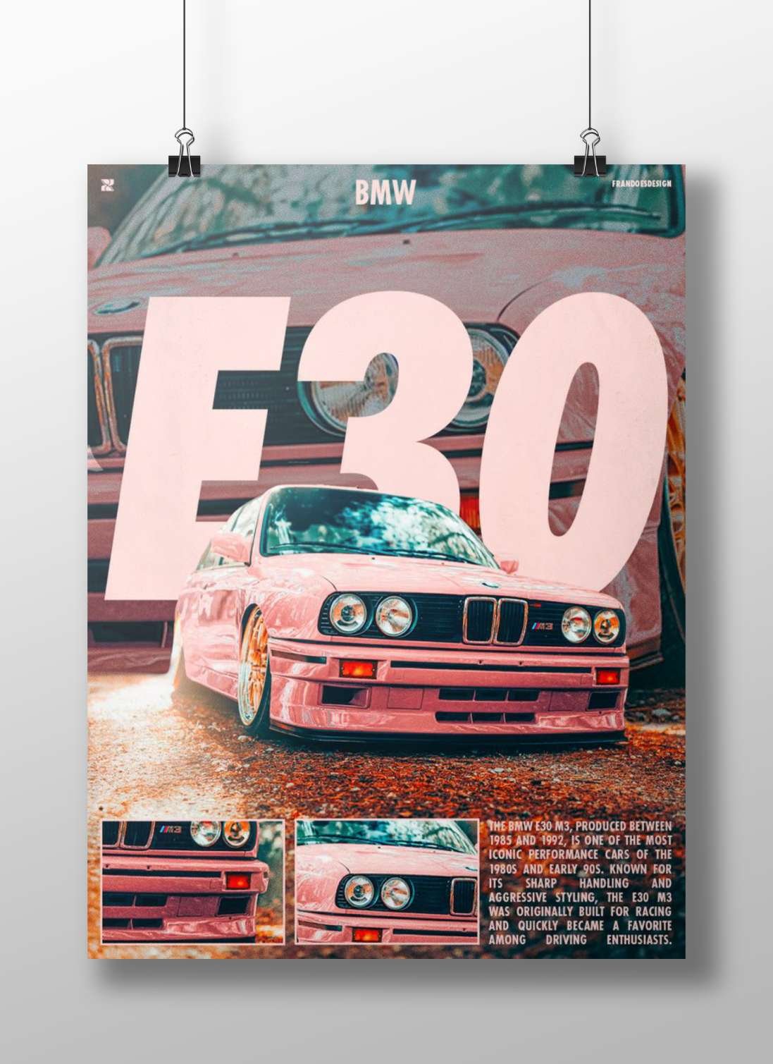 BMW E30 M3 Main Subject: BMW E30 M3 Matte BoizzBoard rigid print — Cars wall art India | PosterBoizz