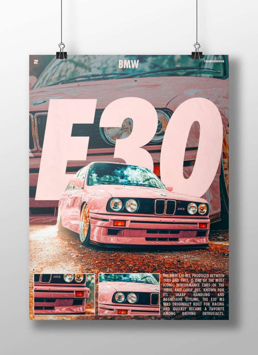 BMW E30 M3 Main Subject: BMW E30 M3 Matte BoizzBoard rigid print — Cars wall art India | PosterBoizz