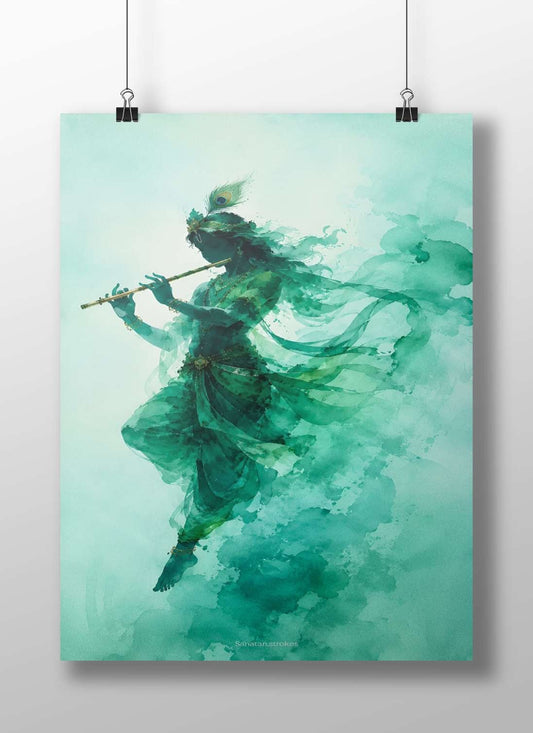 Lord Krishna Main Subject: Lord Krishna Matte BoizzBoard rigid print — Sanatan wall art India | PosterBoizz